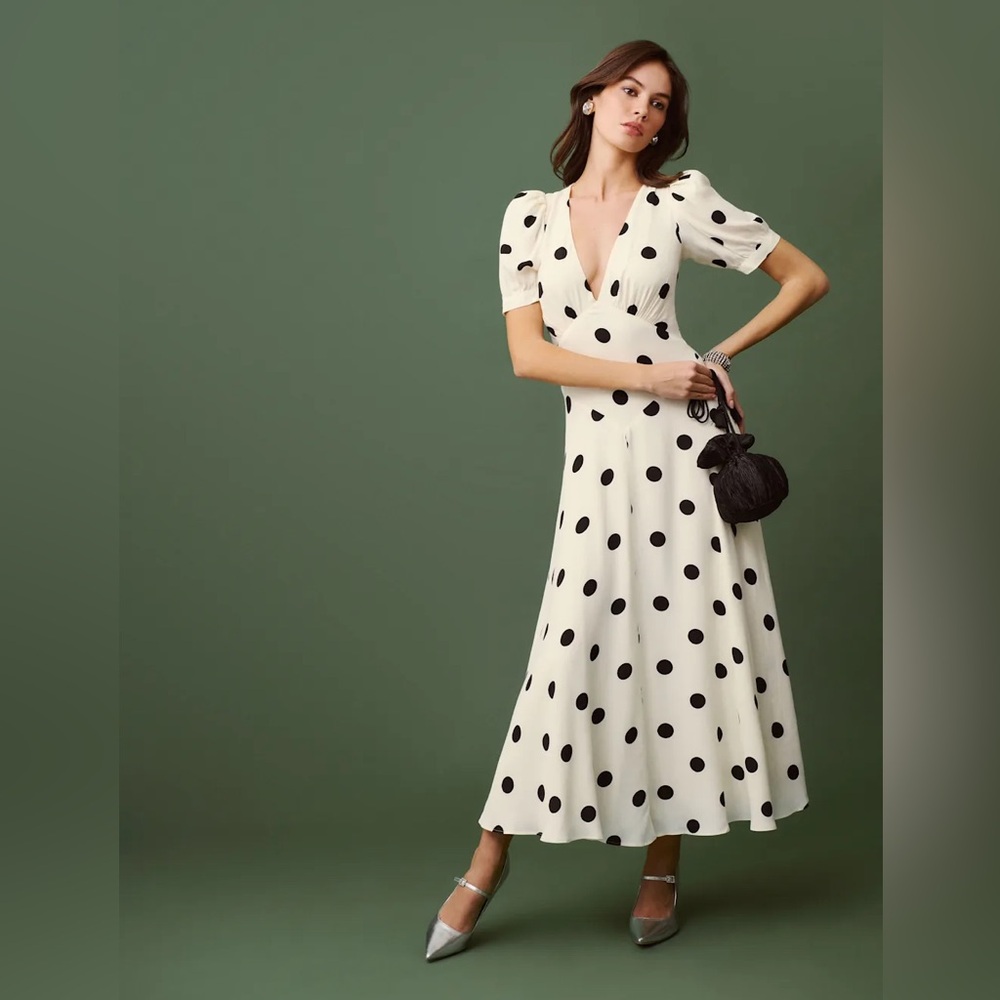 Reformation Naira Maxi Dress in Pluto Dot size 4 EUC